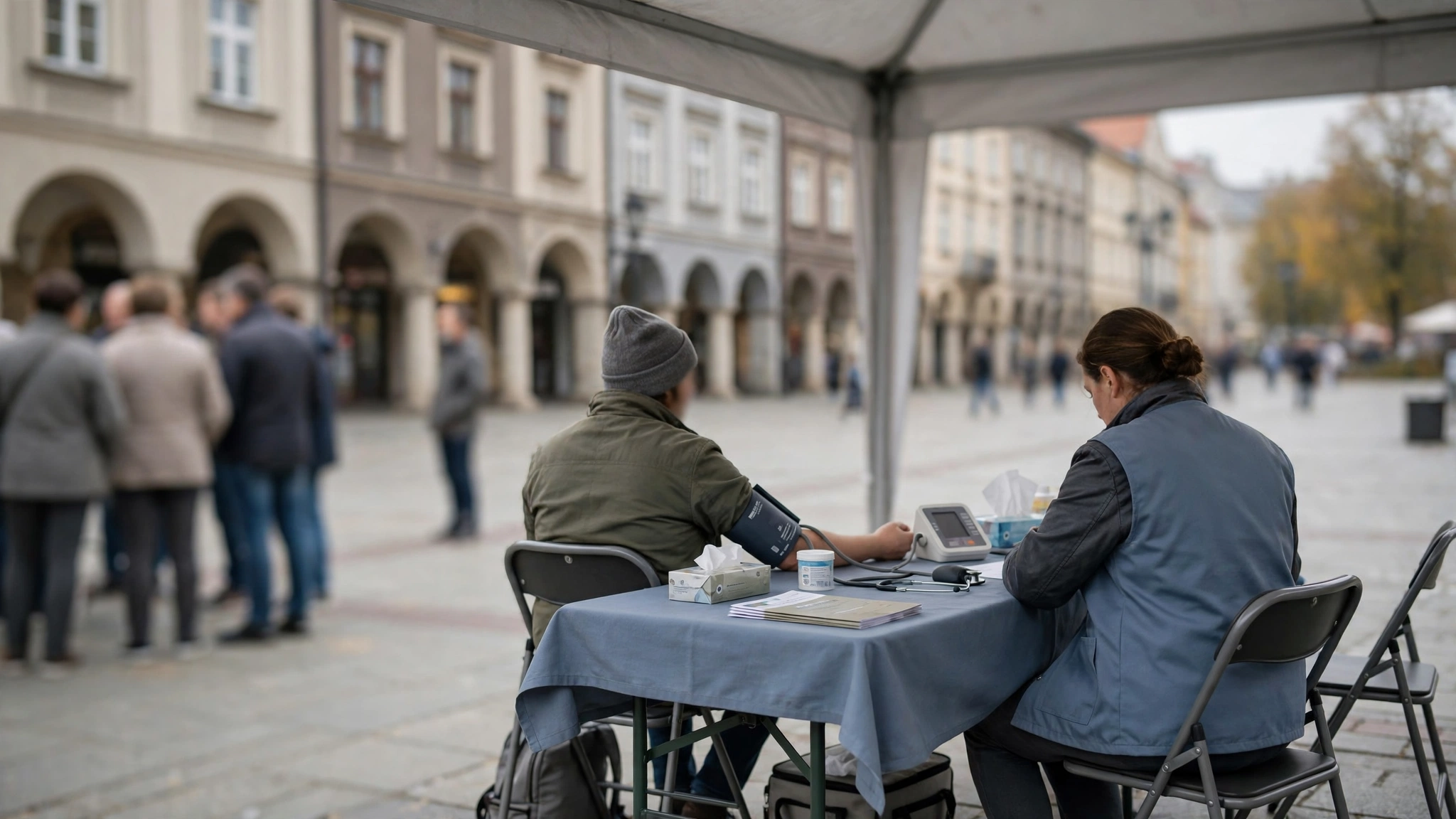 Mieszkańcy Rzeszowa podczas bezpłatnych badań kardiologicznych na Rynku w trakcie Dnia Serca
