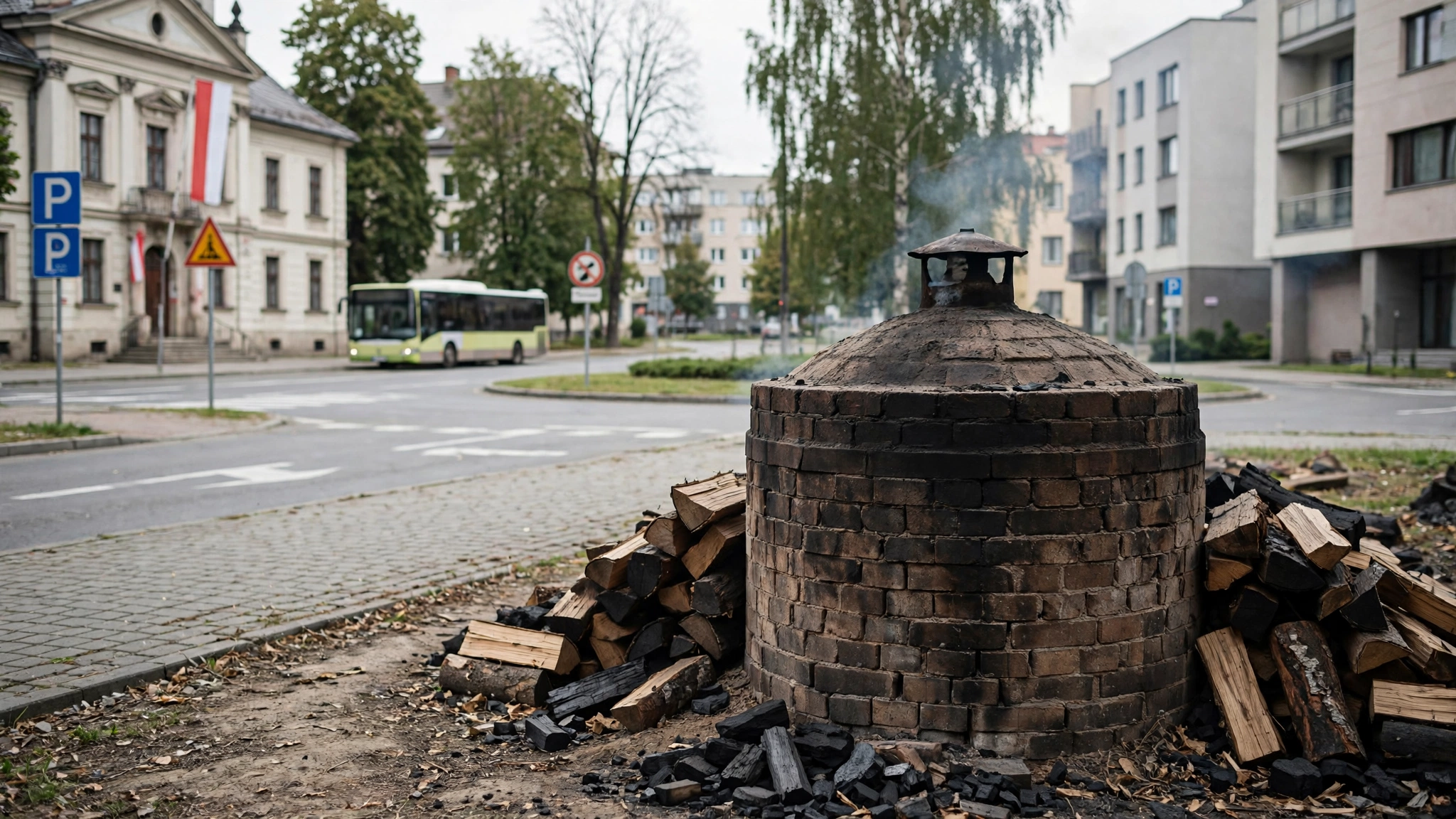 Piec do wypalania węgla drzewnego w Ekomuzeum „Na Wypale” w Radoszycach
