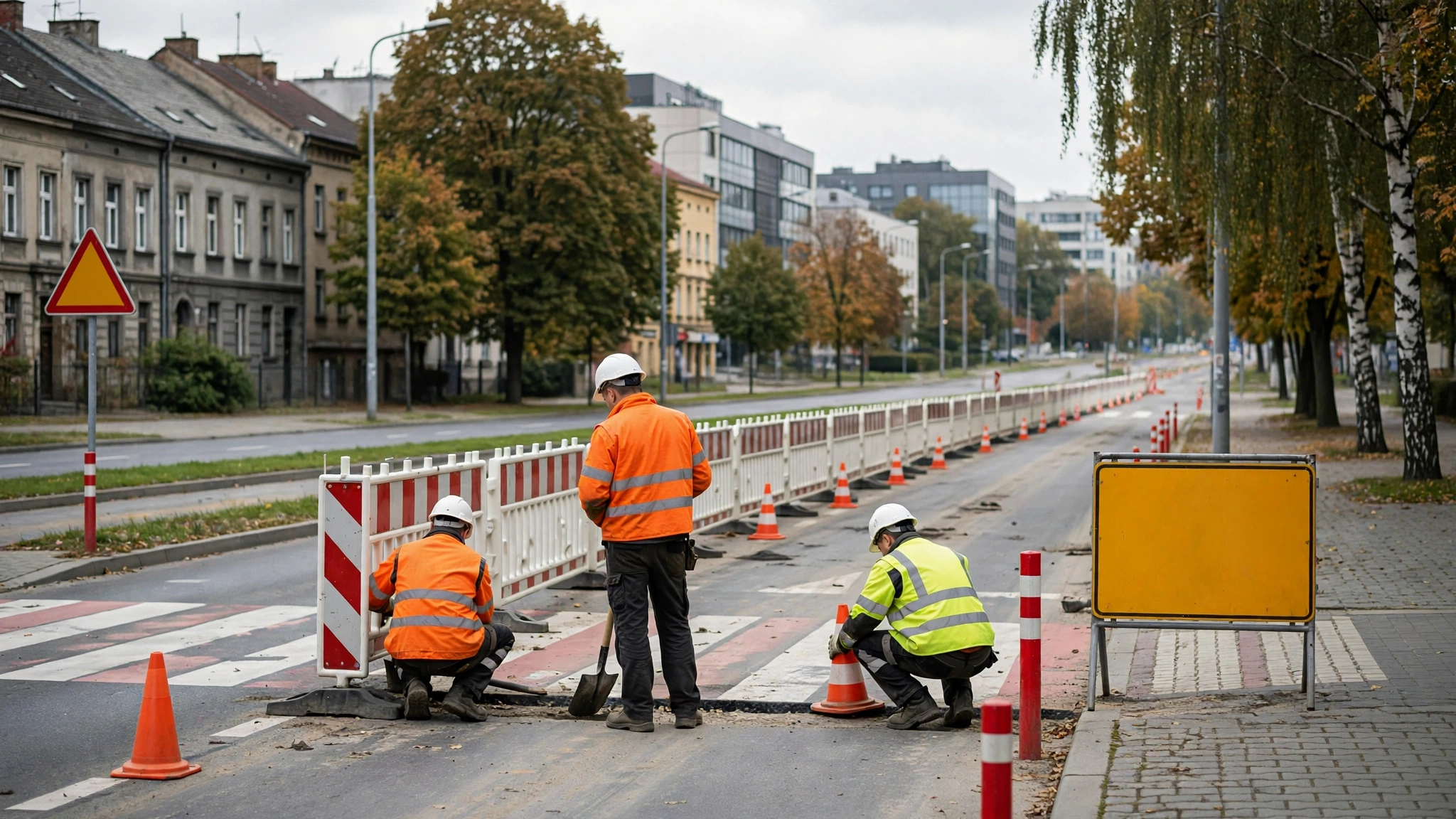 Ekipa drogowa GDDKiA podczas prac remontowych na drodze ekspresowej S19 pod Rzeszowem