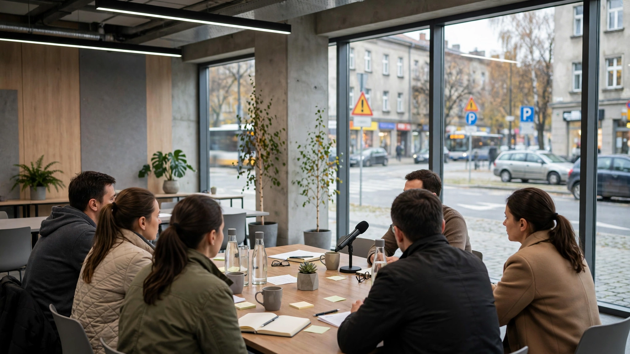 Uczestnicy debaty o zdrowiu psychicznym siedzą w sali Urban Lab w Rzeszowie
