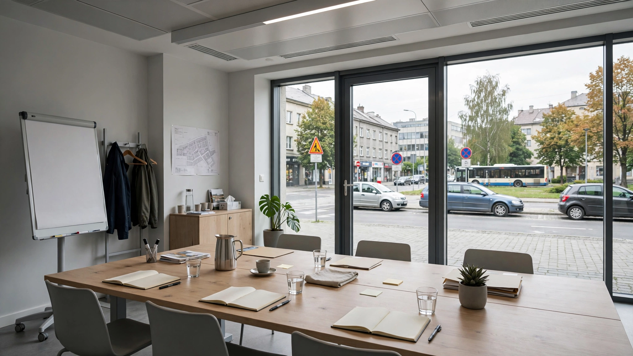 Wnętrze sali spotkań w Urban Lab w Rzeszowie przygotowane na spotkanie z misjonarzem
