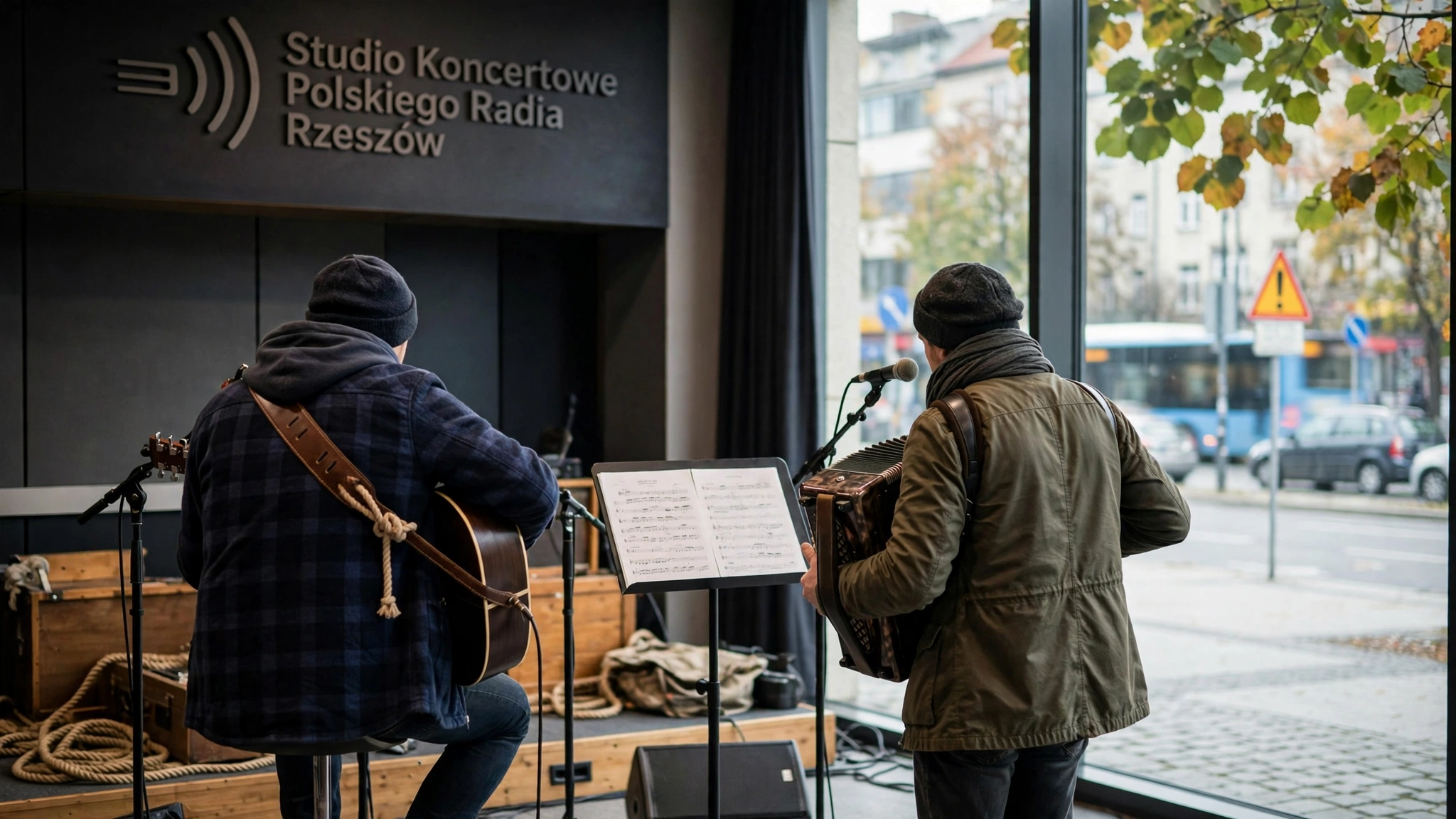 Duet Zejman i Garkumpel podczas koncertu szantowego w Studiu Koncertowym Polskiego Radia Rzeszów